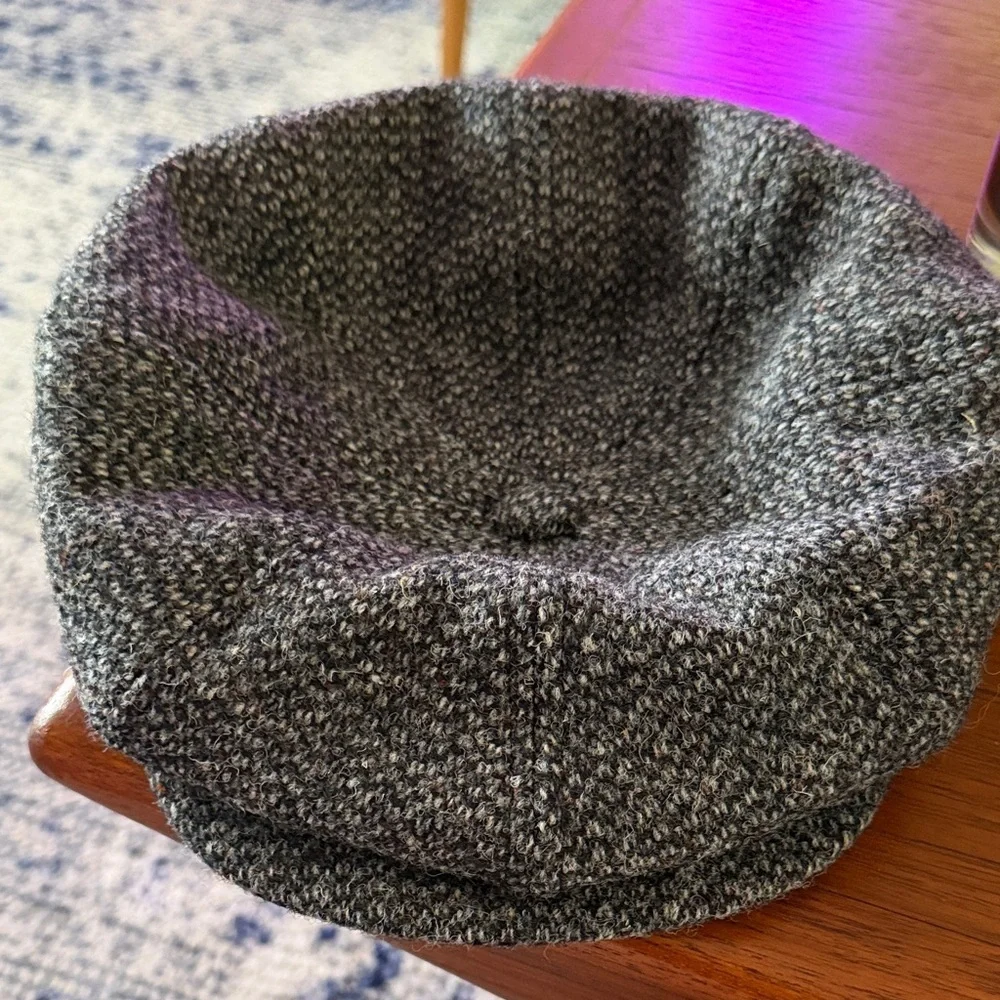 Vintage Lands' End Charcoal Tweed Newsboy Cap